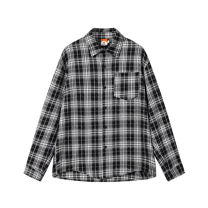DONSMOKE Embroidered Versatile Checked Shirt