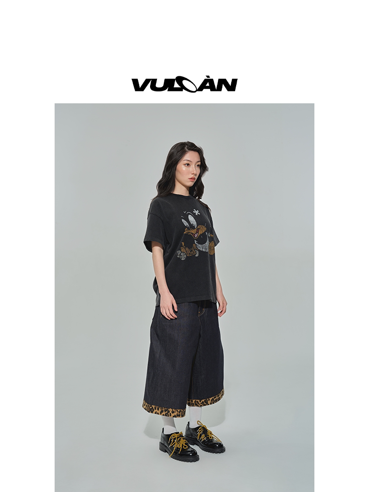 VULCAN Old Childlike Duck Printing Loose TEE