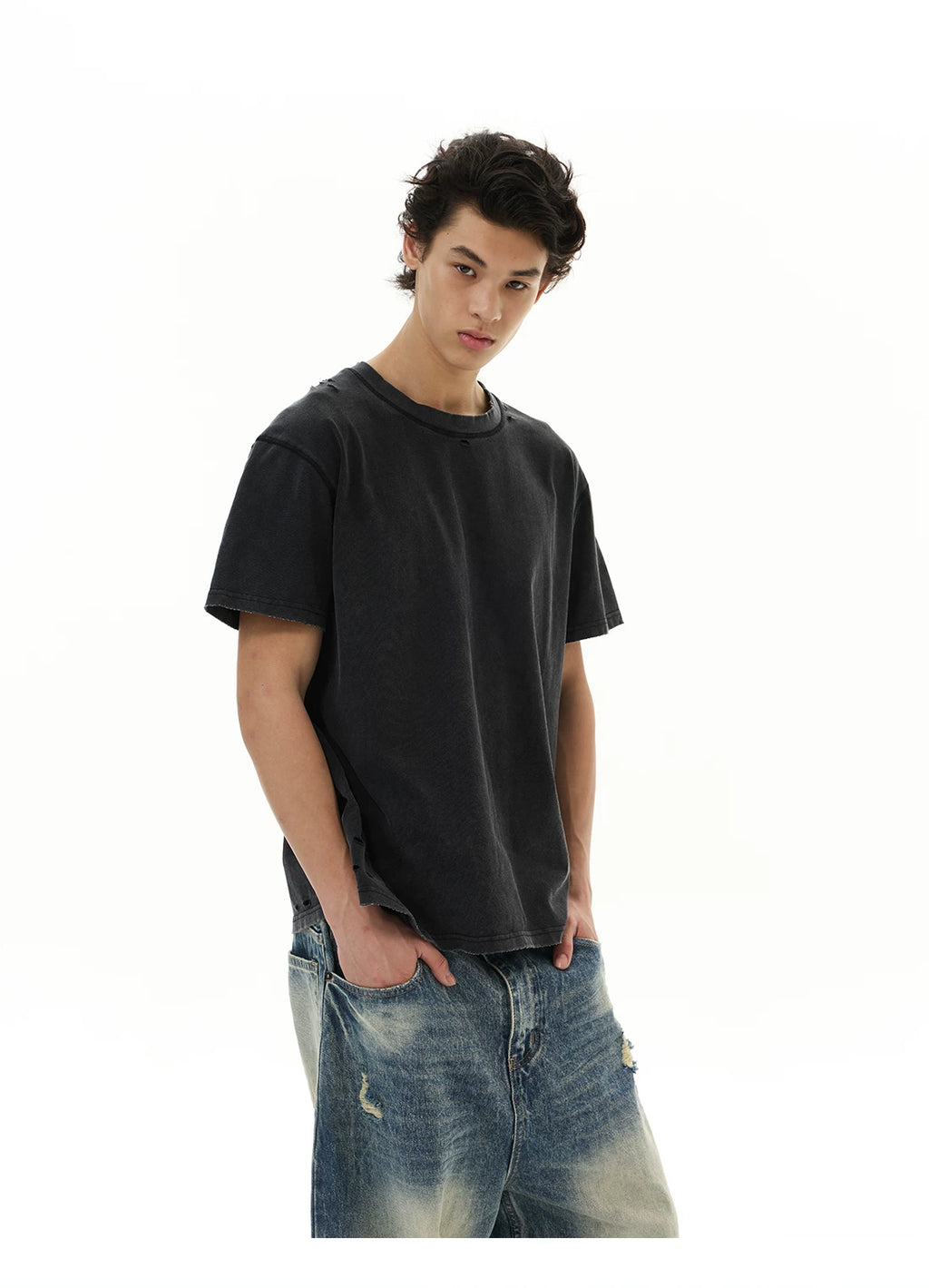 WLNEXT Vintage Ripped Casual Tee