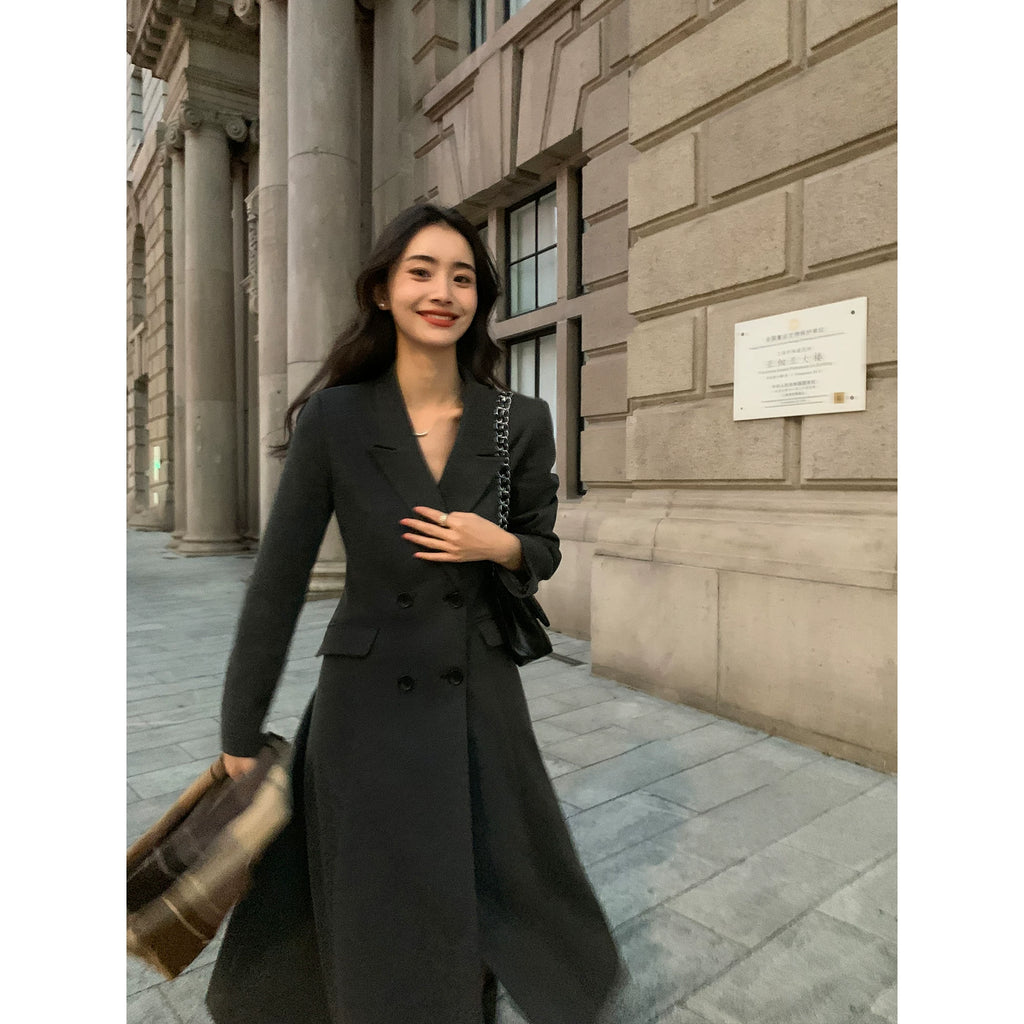 Pusumede High-end Waist and Thin Long Temperament Coat