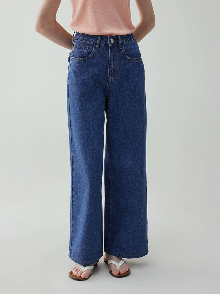 VOOE Korean Versatile High Waist Straight Jeans