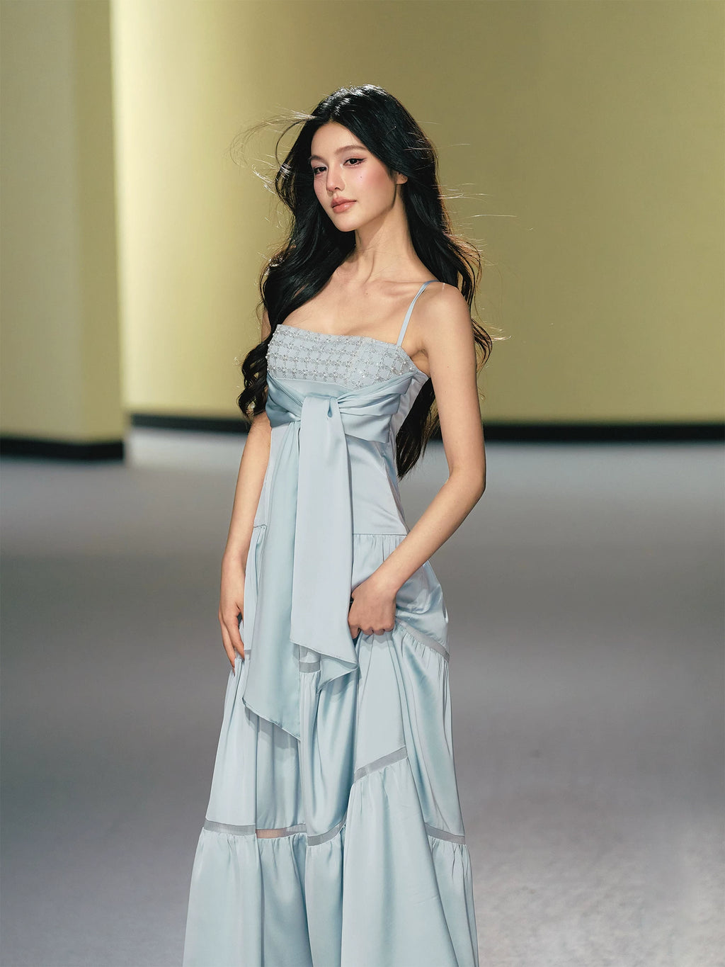 AGAM Hollow Splicing Bead Tube Top Dress