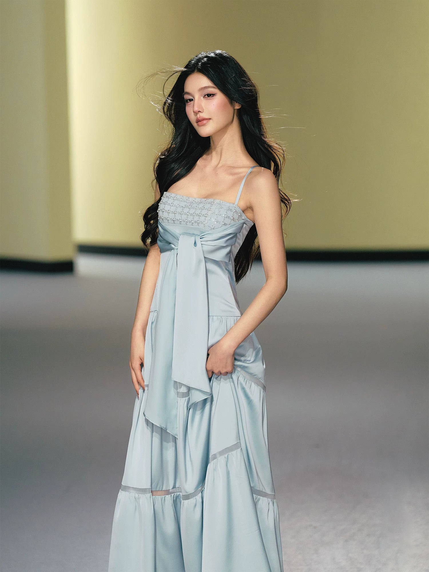 AGAM Hollow Splicing Bead Tube Top Dress