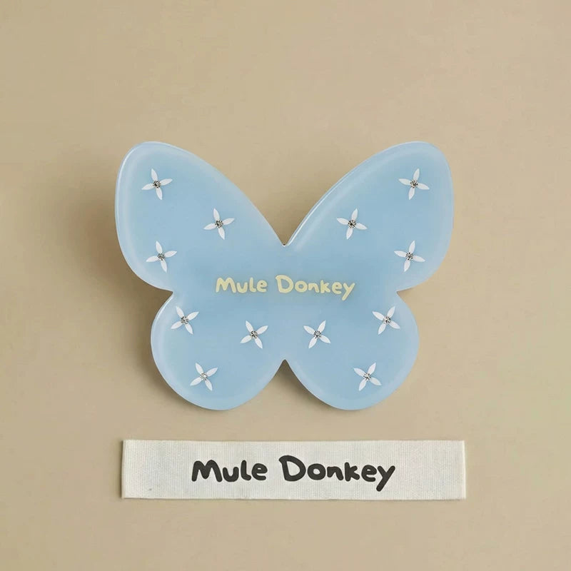 Mule Donkey Blue Butterfly Girl Side Clip Side Hair Accessories