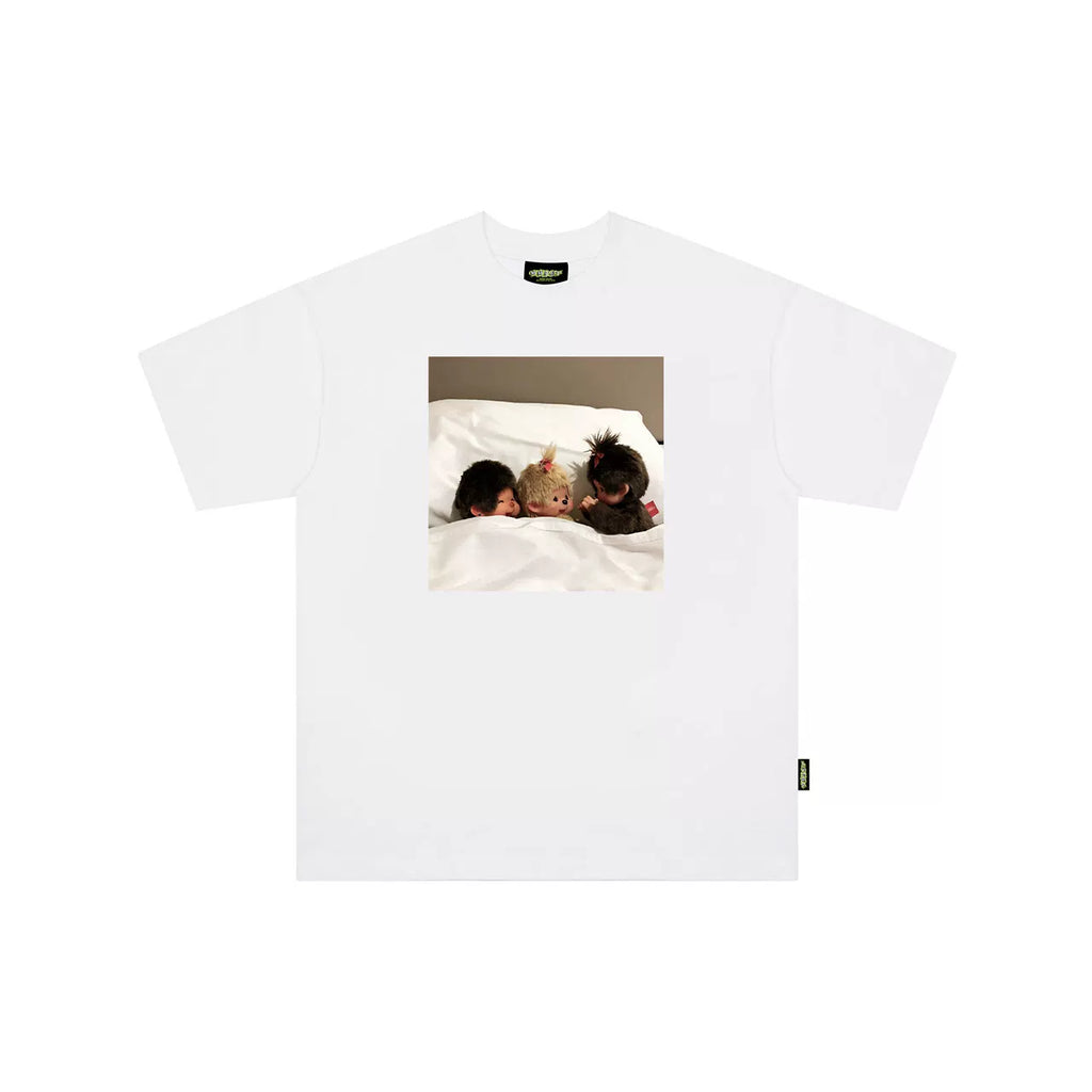 MMBBT Cartoon Printed Front Shoulder Loose Versatile Tee