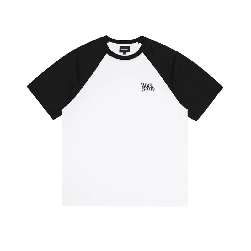 NICEBAD Contrasting Color Raglar Sleeve Embroidery Tee