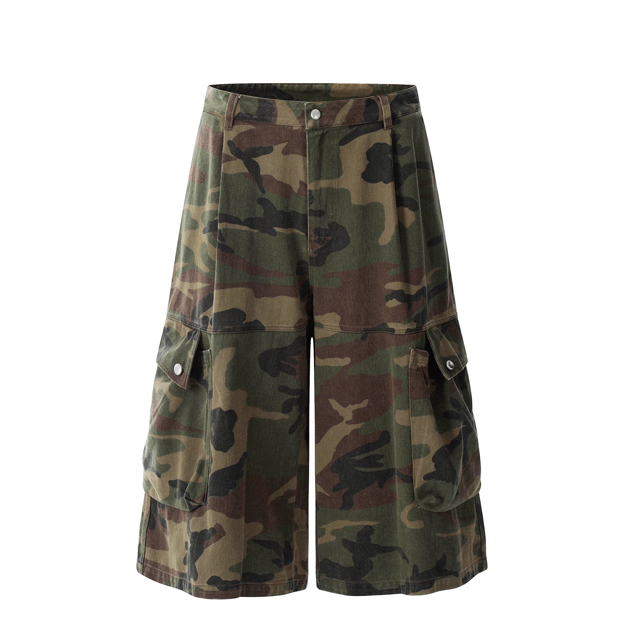 BLACKLISTS Washed Old Big Pocket Camouflage Tooling Shorts