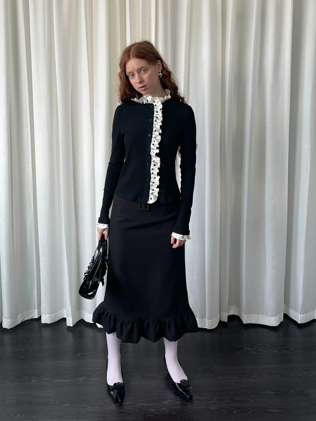 Loosesmell Polka Dot Placket Long Sleeve