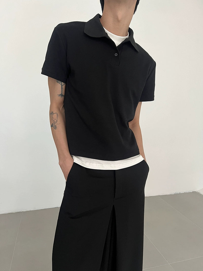 COLN Casual Short Front Shoulder Polo Shirt