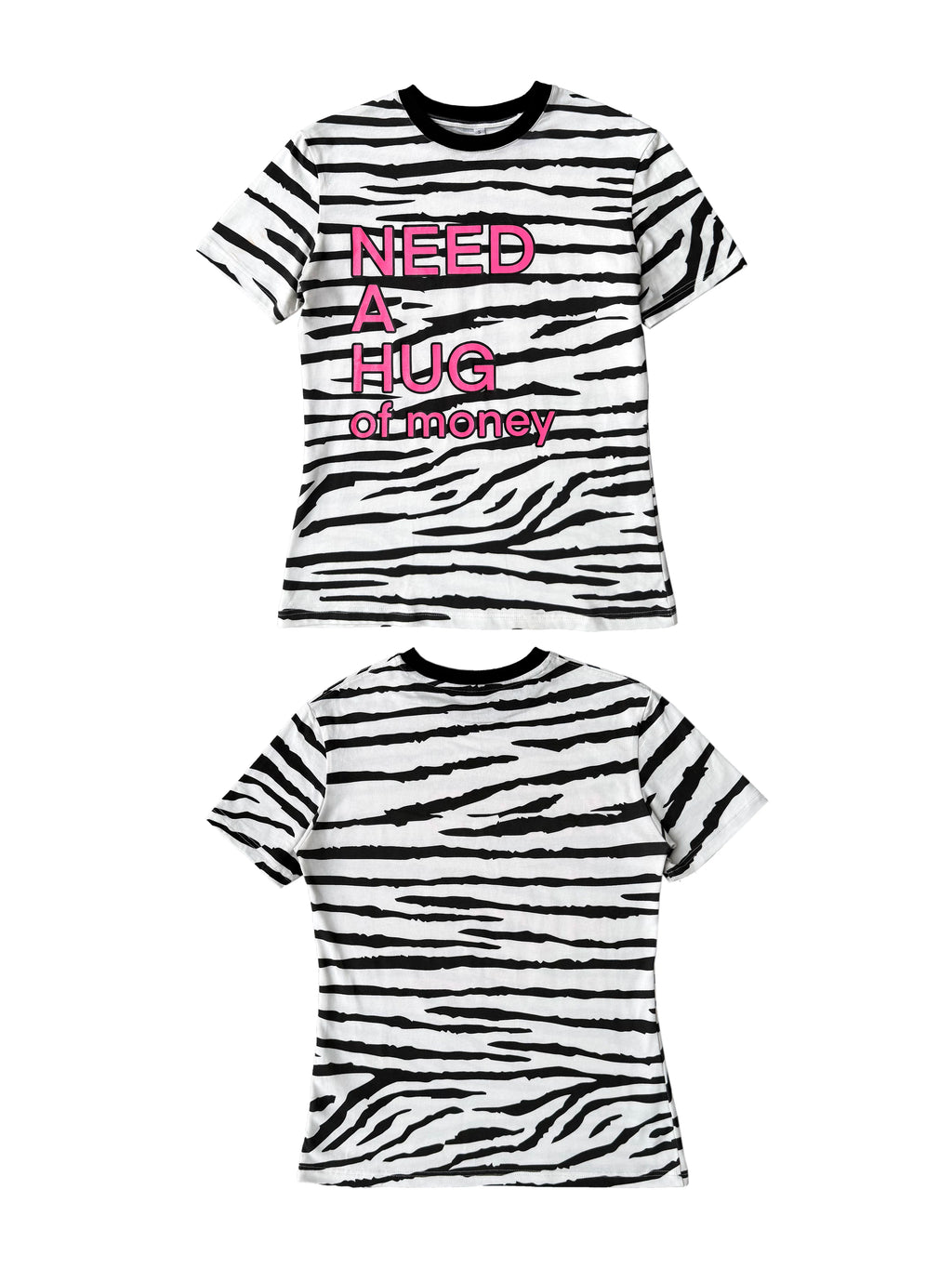 CHAI Zebra Pattern Glitter Printing Casual Tee