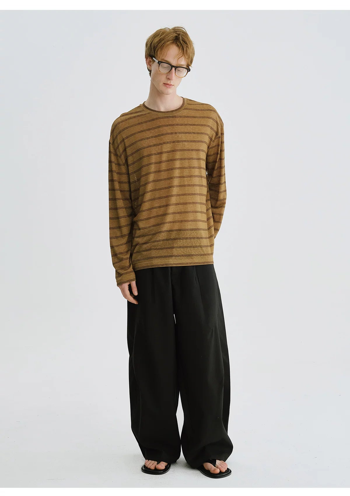 LIVINGTOWN Vintage Simple Casual Loose Striped Long Sleeve