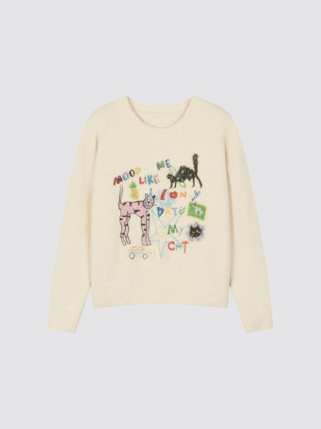 MoodLikeMe Hand-painted Graffiti Cat Knitted Sweater
