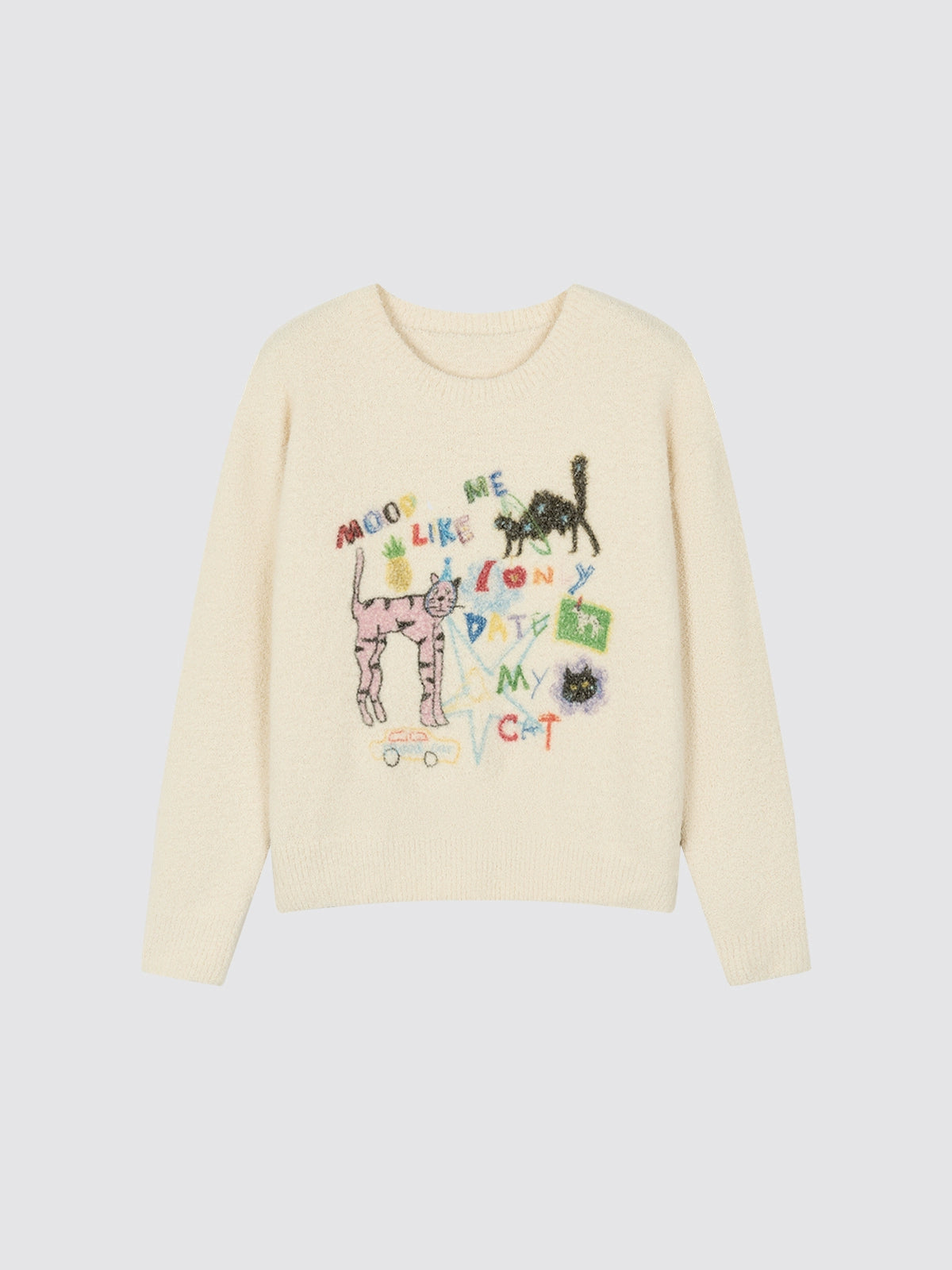 MoodLikeMe Hand-painted Graffiti Cat Knitted Sweater