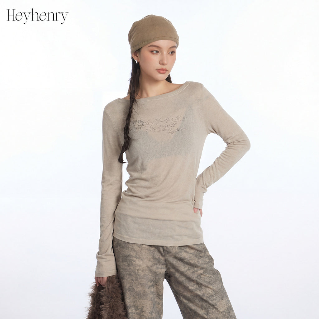 HeyHenry Vintage Slim Fit Micro Transparent Skinny Long Sleeves