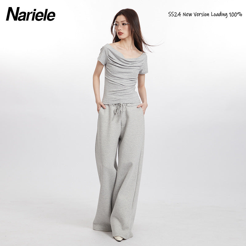 Nariele Sexy Pleated Slim Short Tee