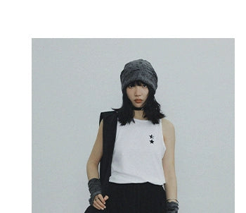 STILLYOU Versatile Asymmetrical Shoulder Strap Embroidered Knitted Vest