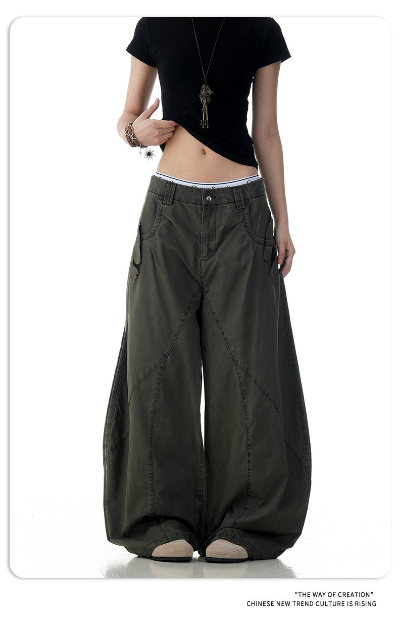 11KN Retro Scimitar Wide-leg Cargo Pants