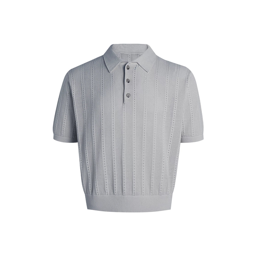Set for life retro jacquard texture wide polo t-shirt
