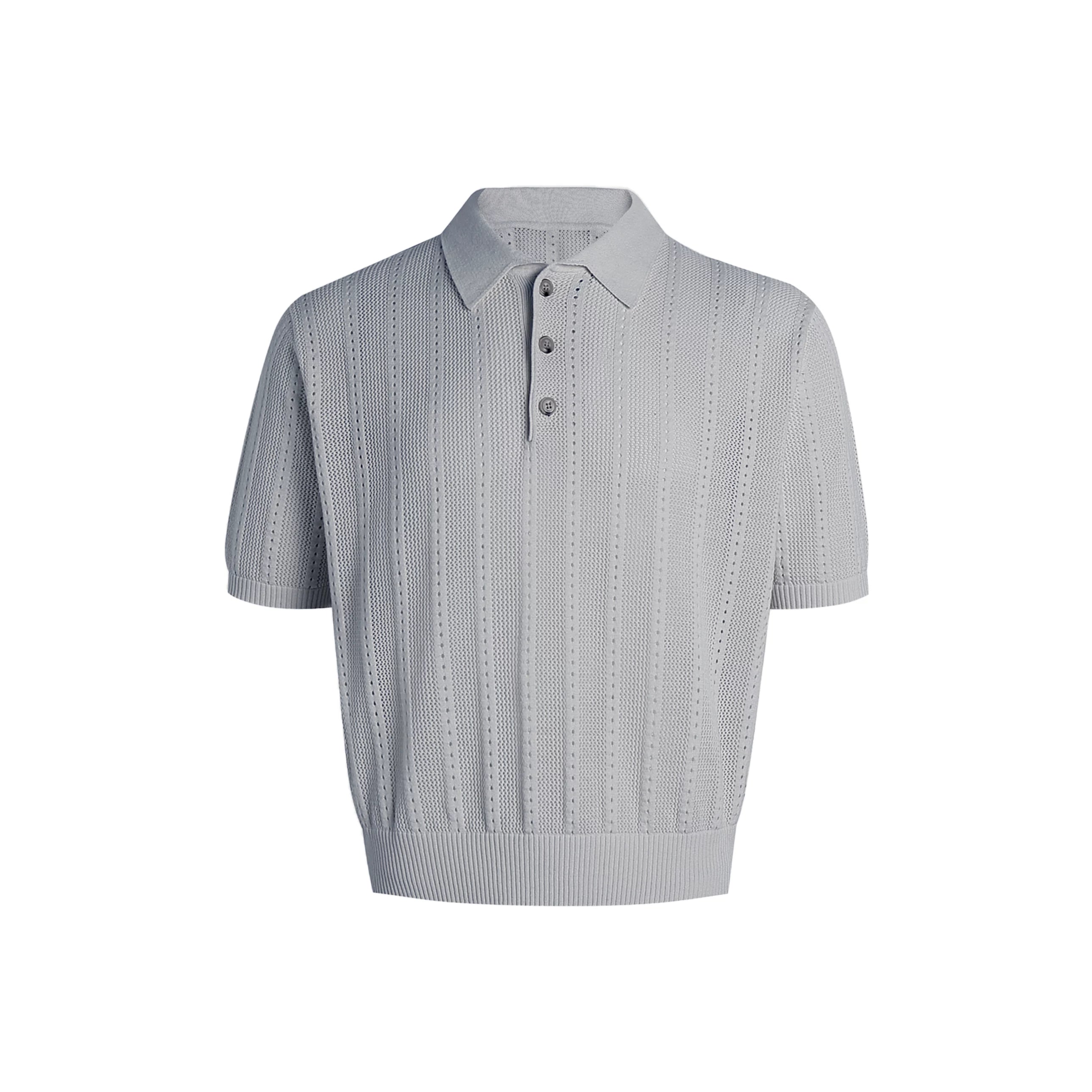 Set for life retro jacquard texture wide polo t-shirt