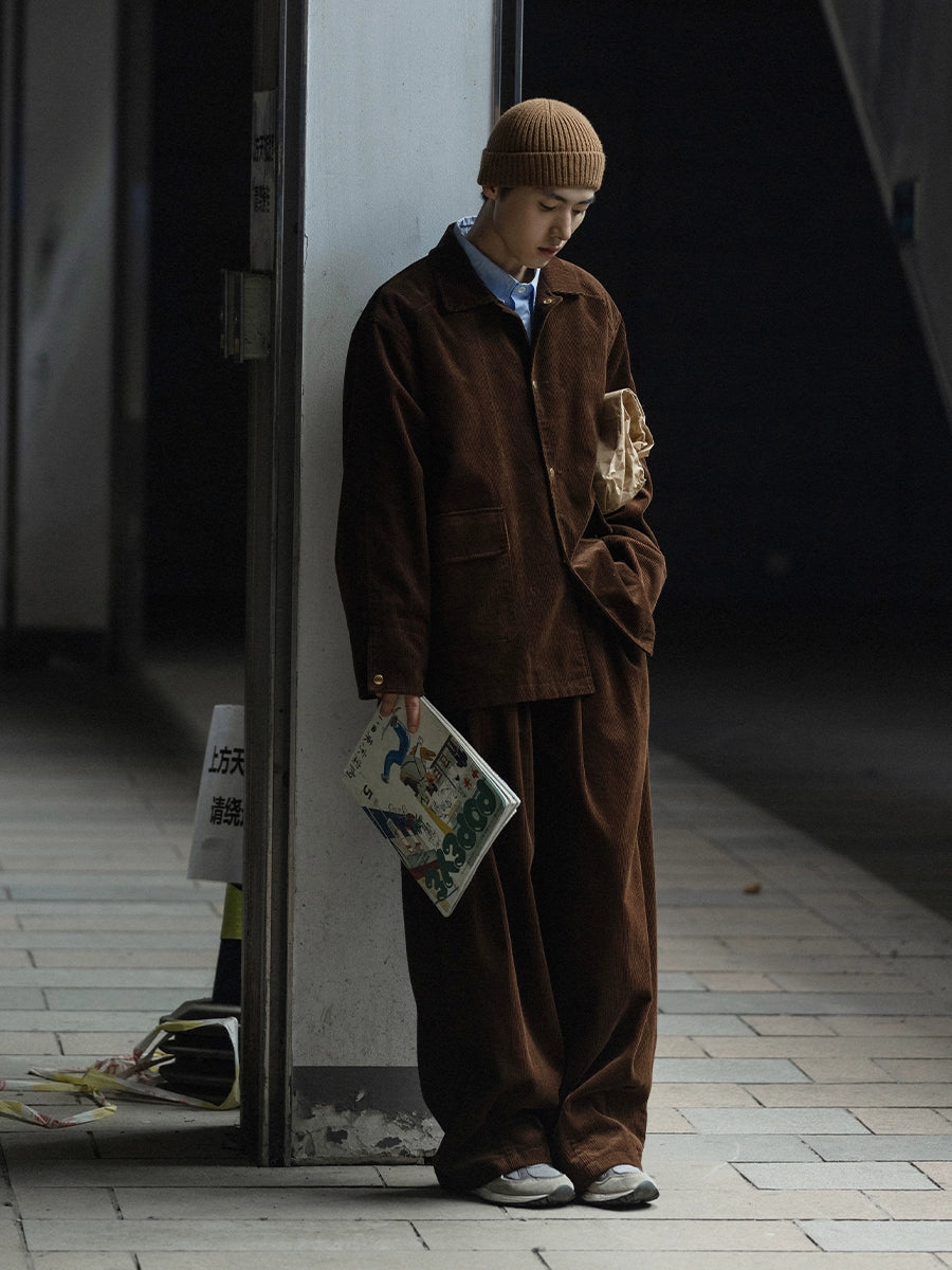 NOEARS Retro Corduroy Tooling Casual Trousers