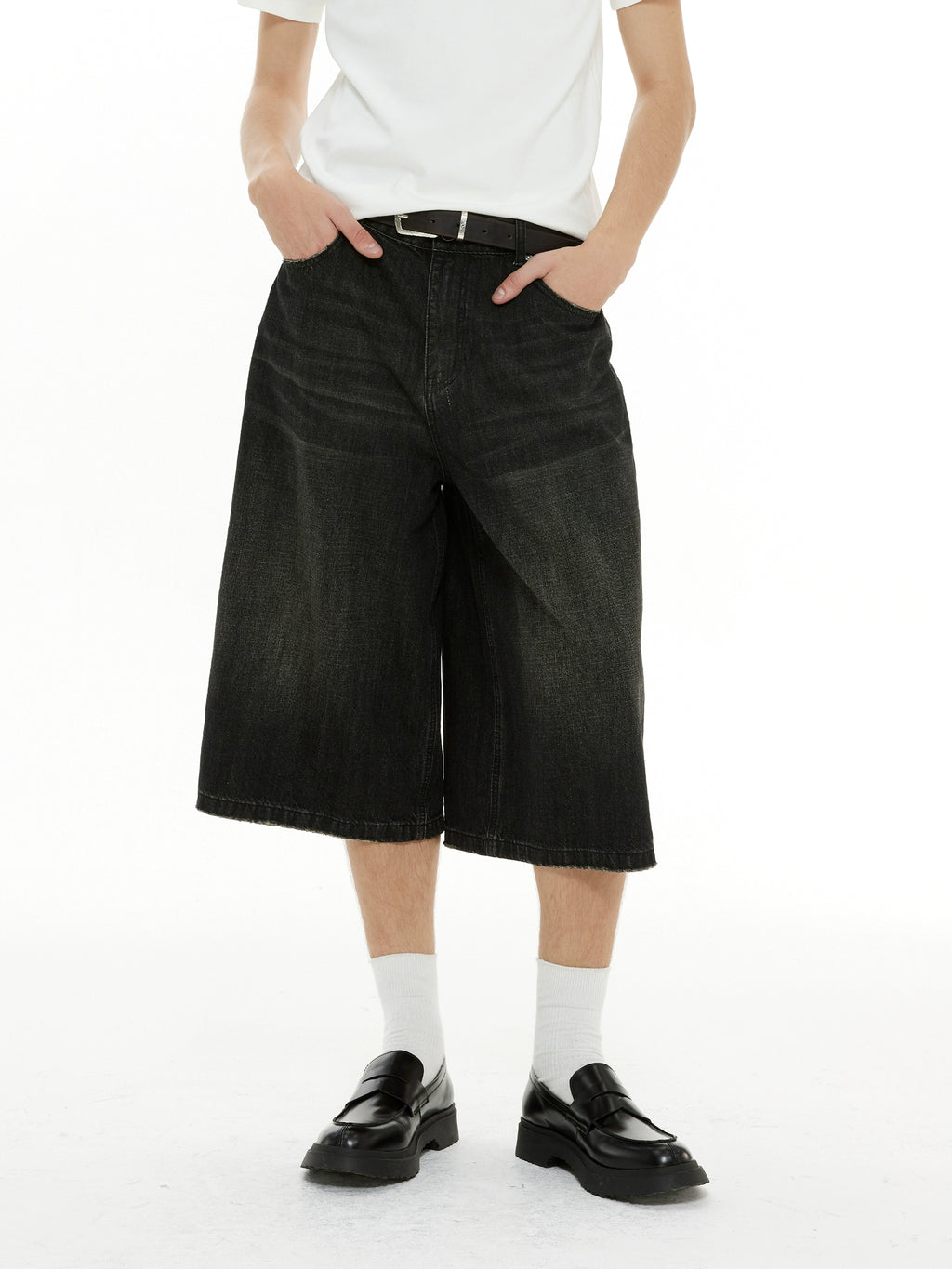 DIMC Retro Washed Denim Cropped Pants