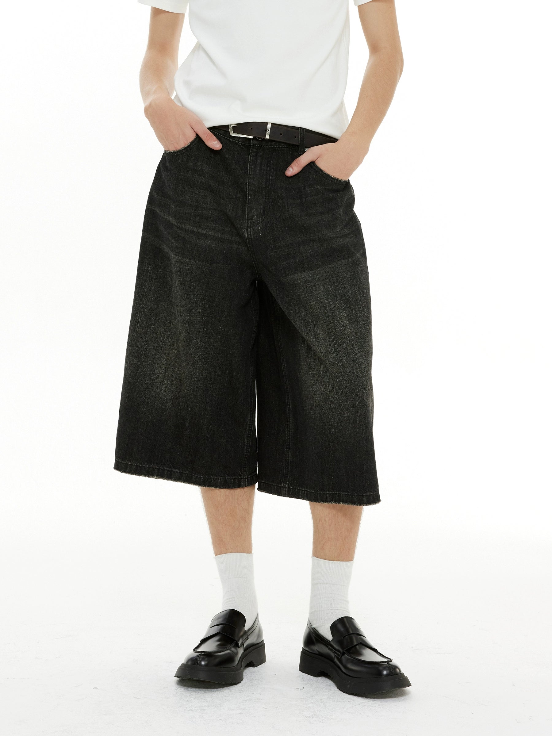 DIMC Retro Washed Denim Cropped Pants