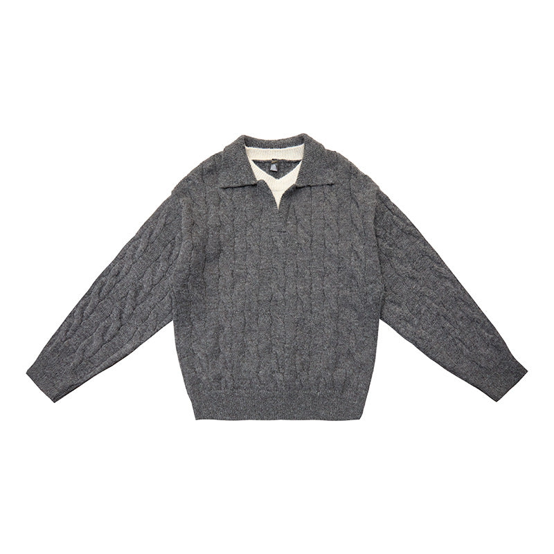 UNF Cashmere Comfortable Soft Waxy Fake Two-piece Knitted Sweater