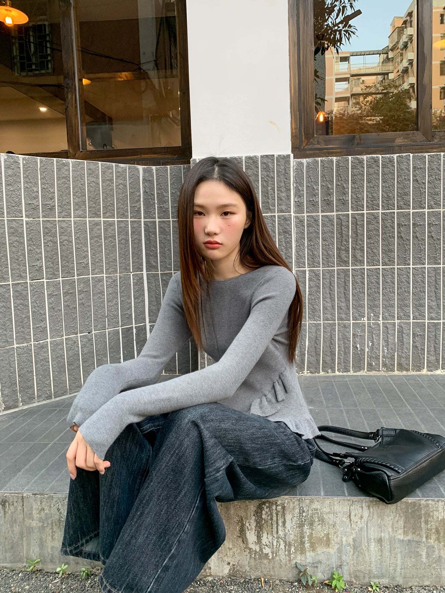 Kano Irregular Fungus Edge Knitted Bottoming Shirt