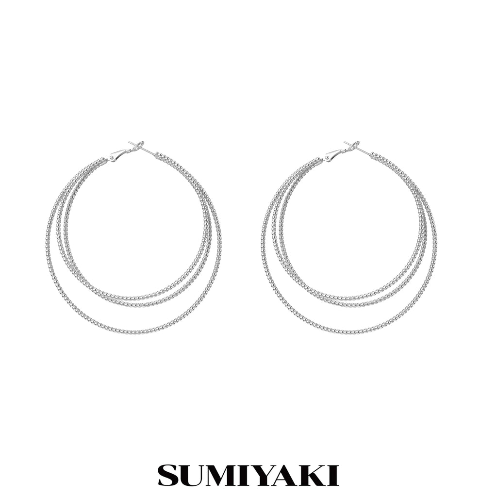 SUMIYAKI Three-layer Premium Plain Ring Earrings