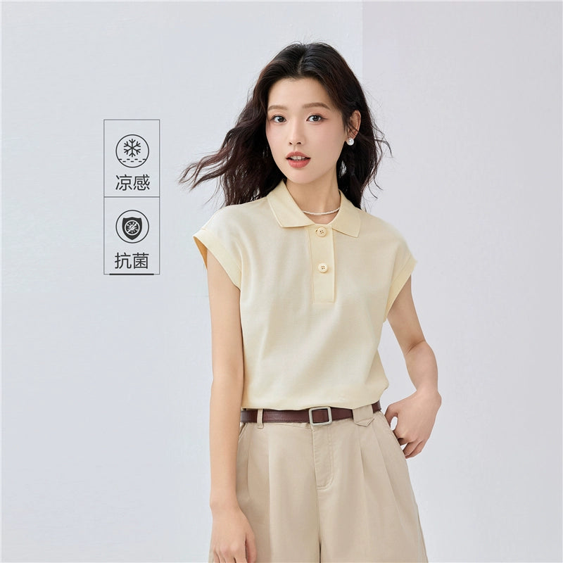 Giordano Doll Collar Shoulder Soothing Antibacterial Tee