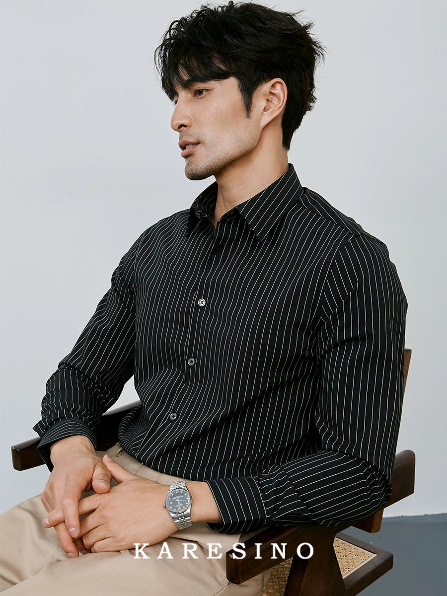 KARESINO Anti-wrinkle Slim-fit Striped Shirt