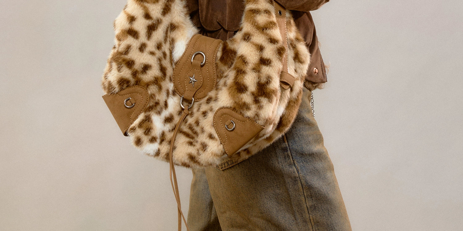 JACD Leopard Print Plush Shoulder Messenger Bag