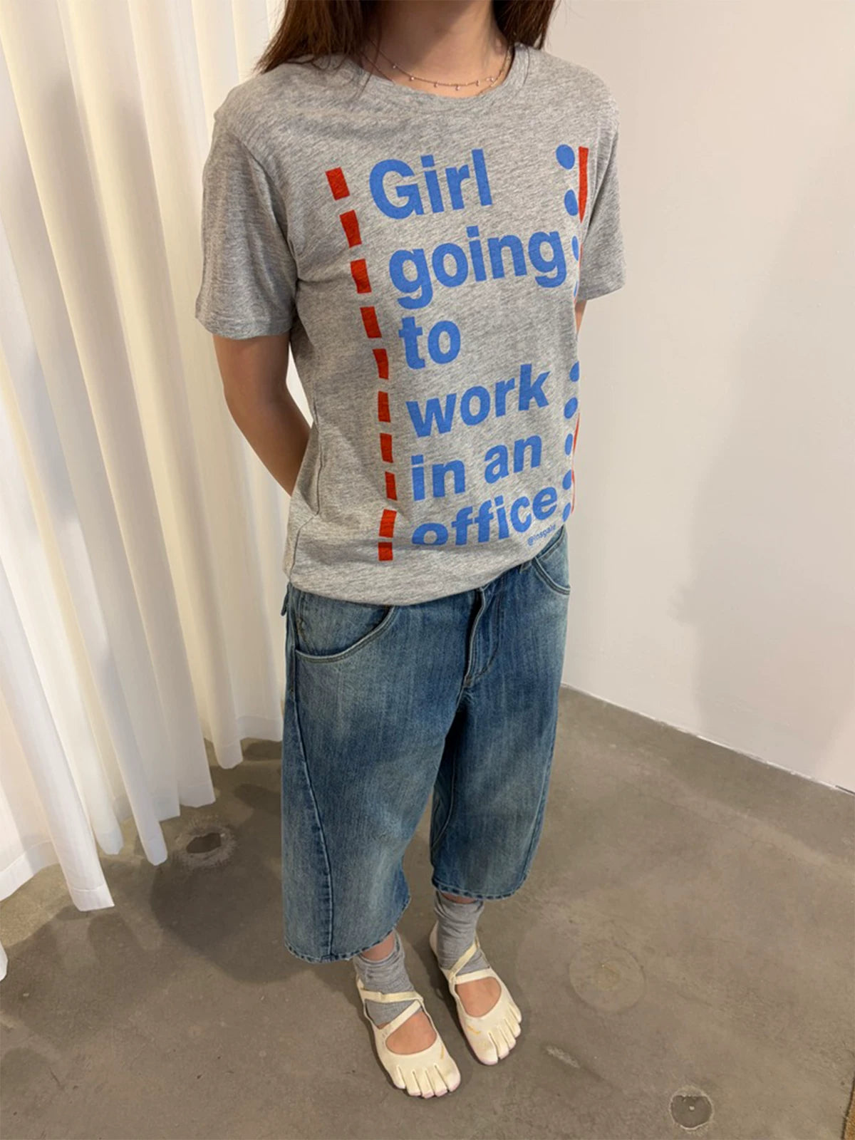 InsGale Contrasting Color English Printing Casual Tee