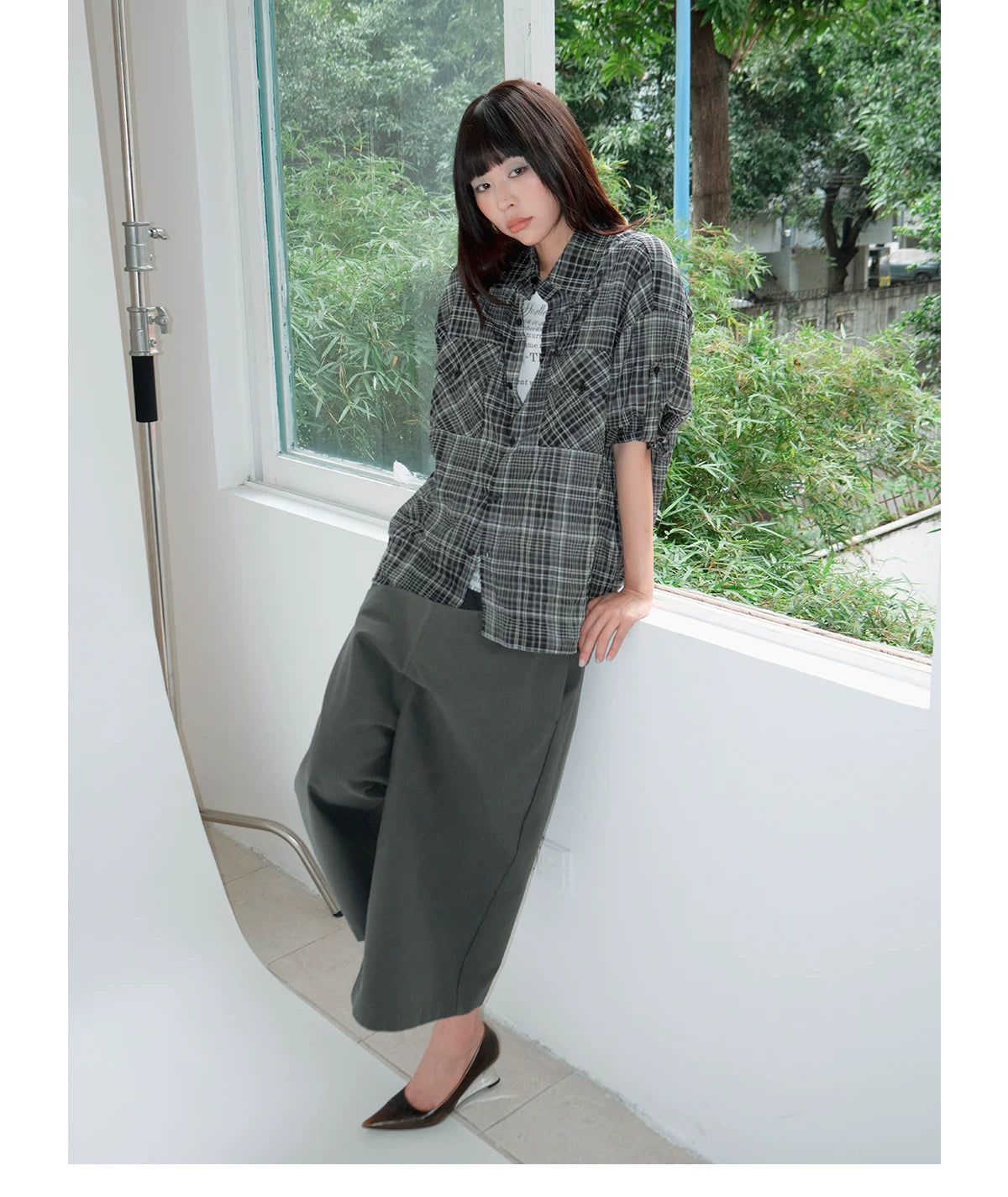 FUNKYFUN Contrast Color Loose Eight-point Trousers