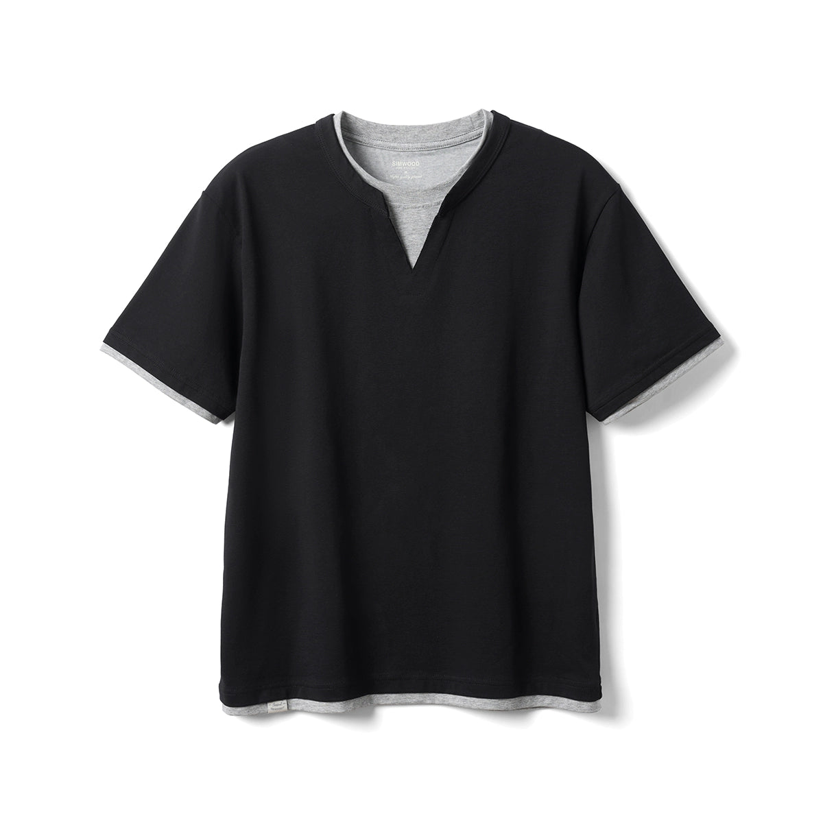 SIMWOOD Cool Fake Two Pieces Casual Loose Tee