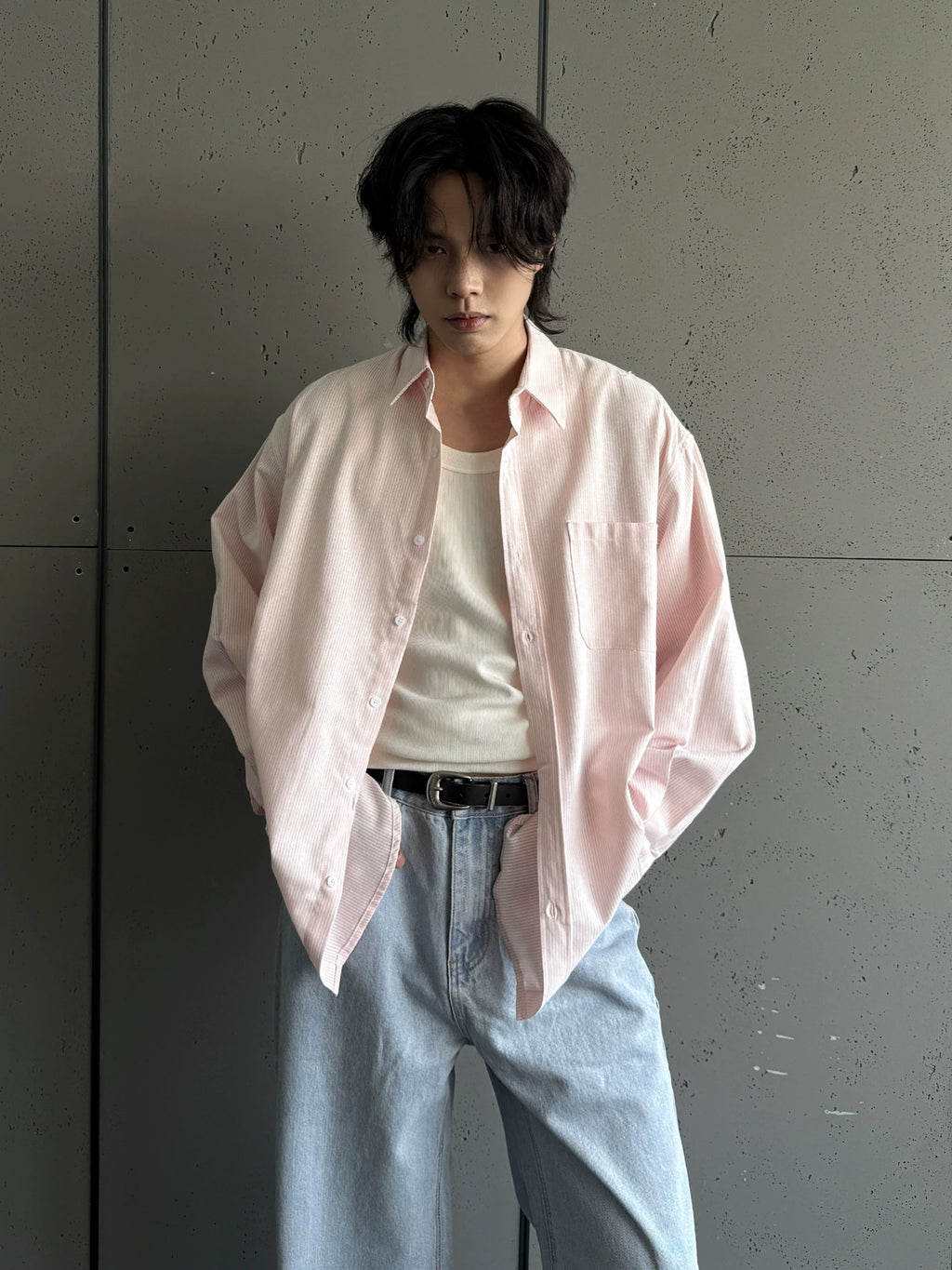 ONENINE34PM Basic Simple Striped Shirt