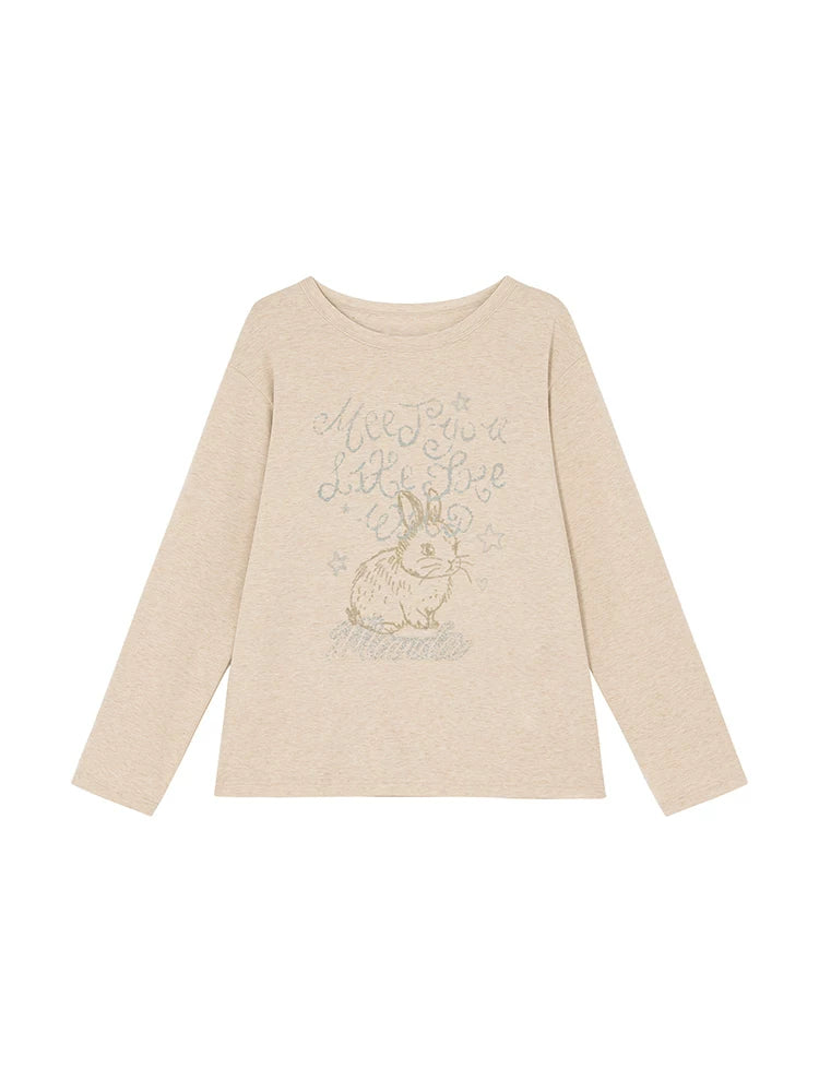 Kano Lazy Soft Waxy Rabbit Print Long Sleeve