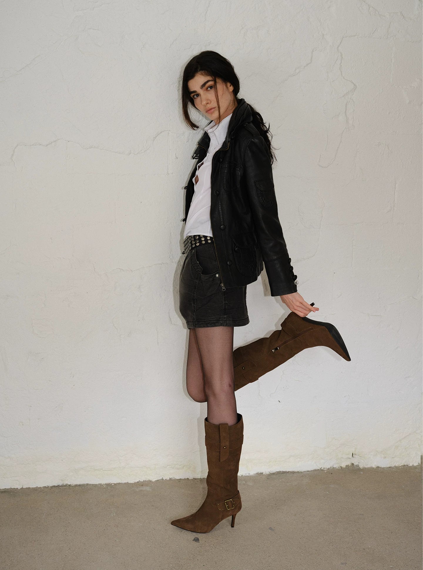 Maltelle Pointed Belt Buckle Stiletto Boots