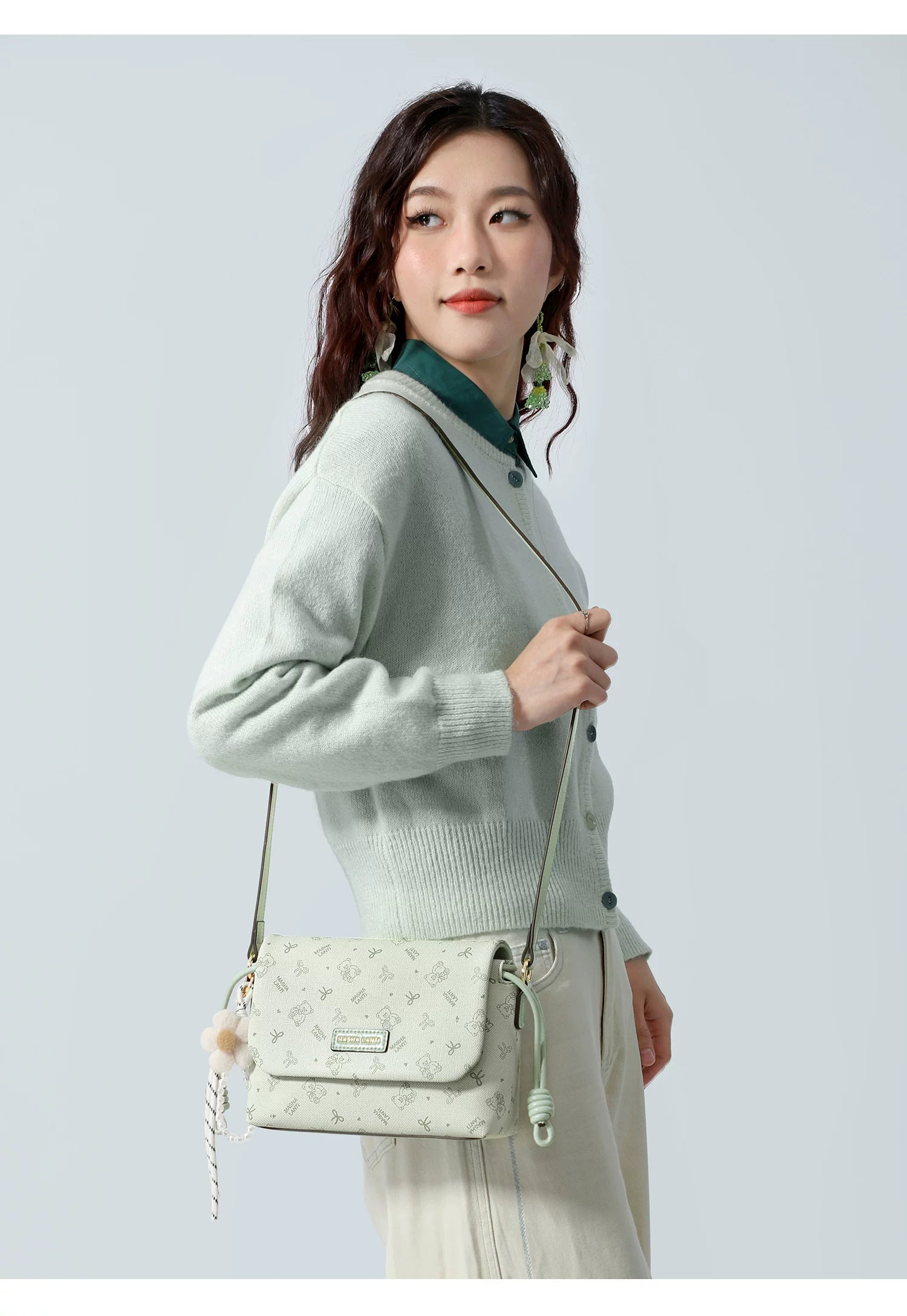 Masha Lanti Bear Large Capacity Shoulder Small Square Bag