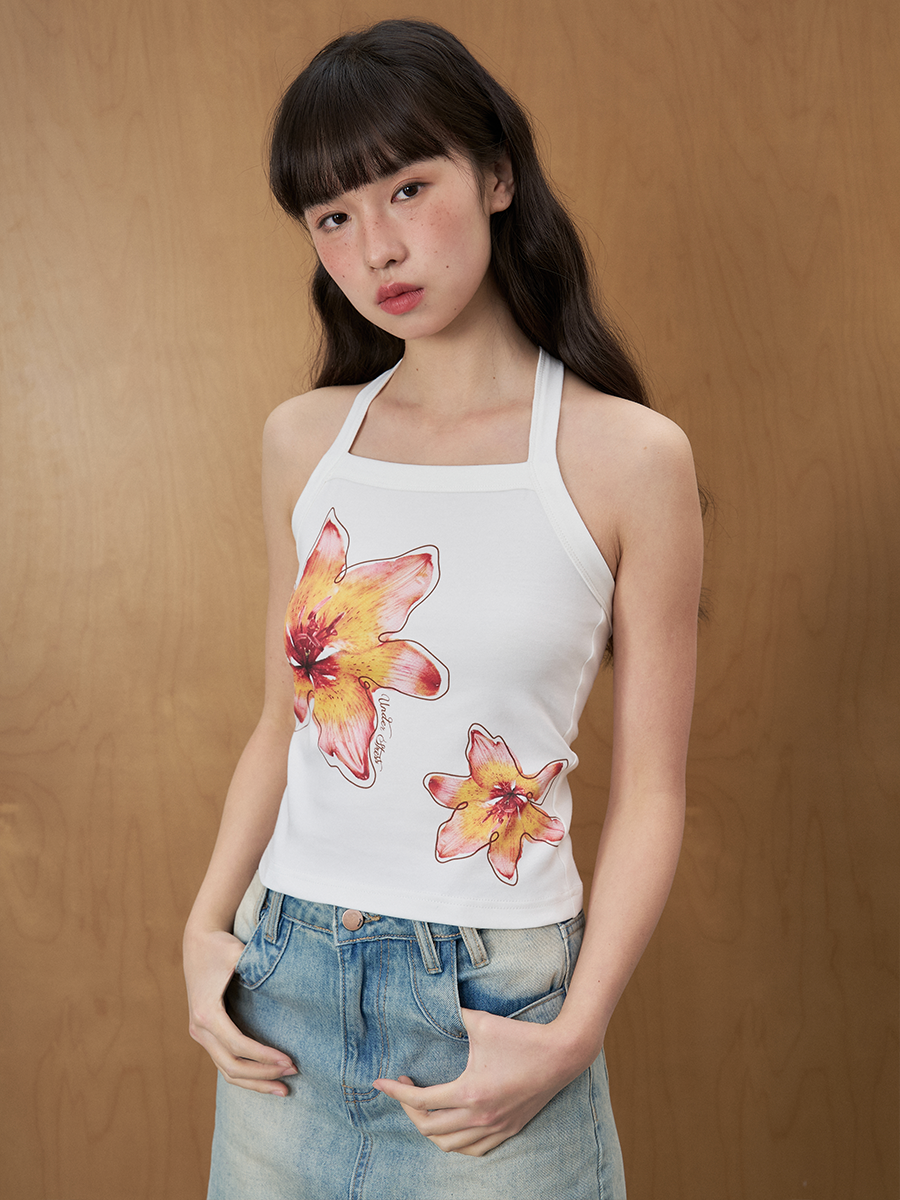 UnderStress Hawaiian Floral Print Vest Sling
