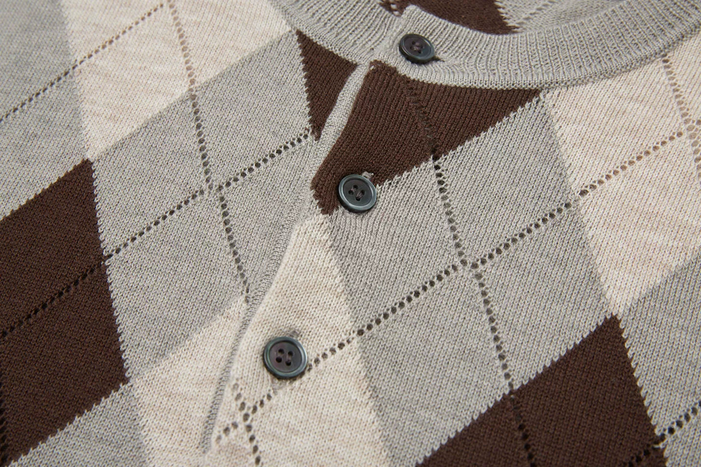 TAICHIISM Rhombus Knitted Splicing Plaid POLO Knitted Tee