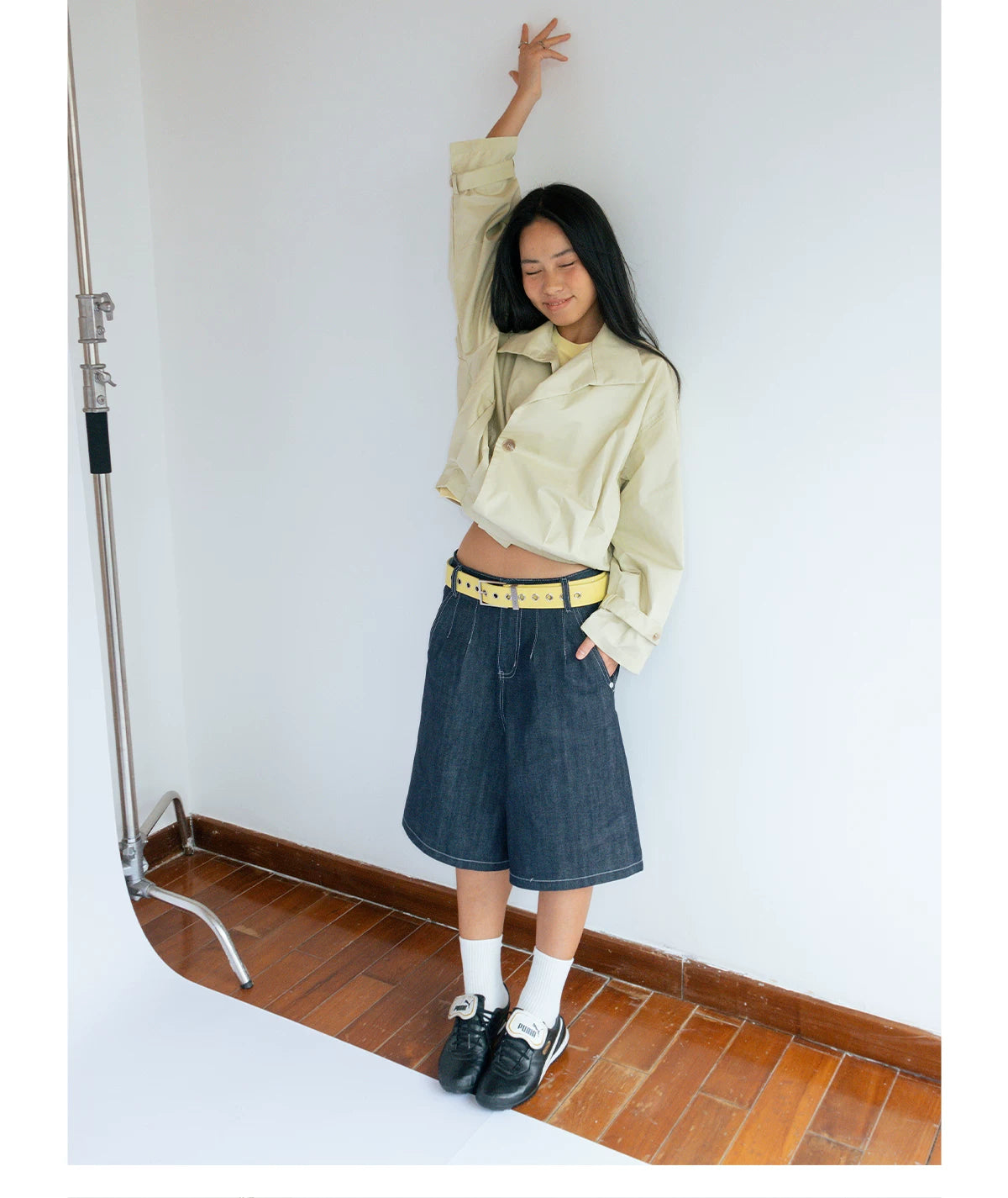 FUNKYFUN Vintage Lapel Waist Pleated Jacket