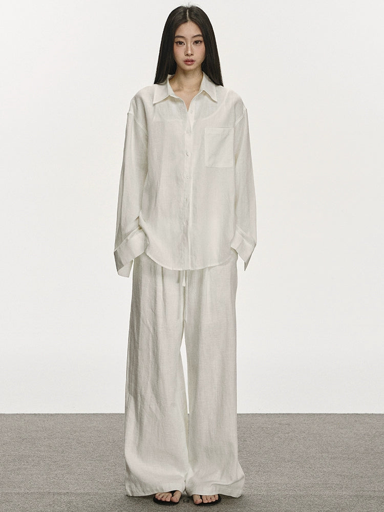 Anna Aneae Linen Shirt Vintage Casual Suit