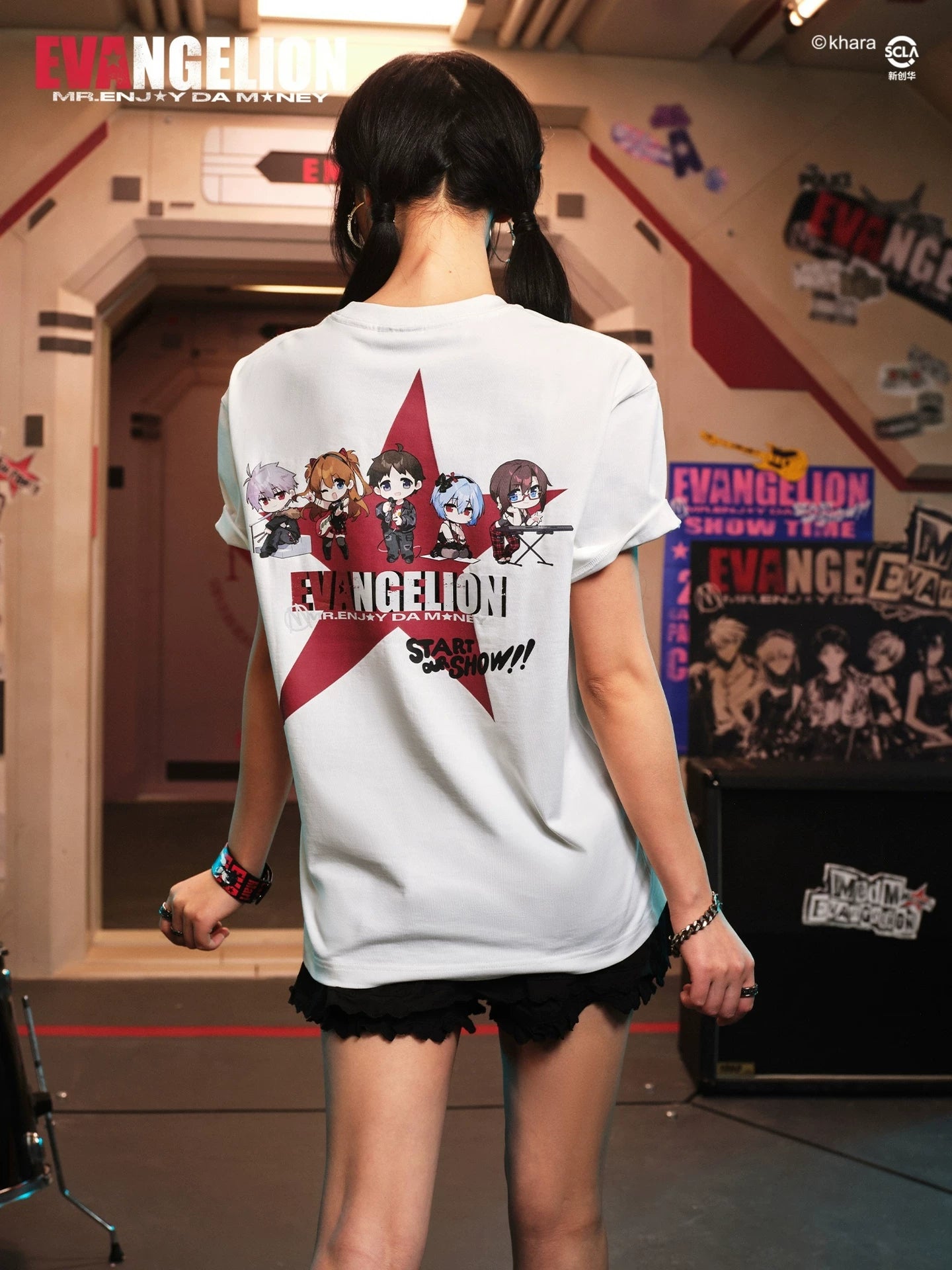 MEDM Pentagram Printed Casual Crew Neck Tee