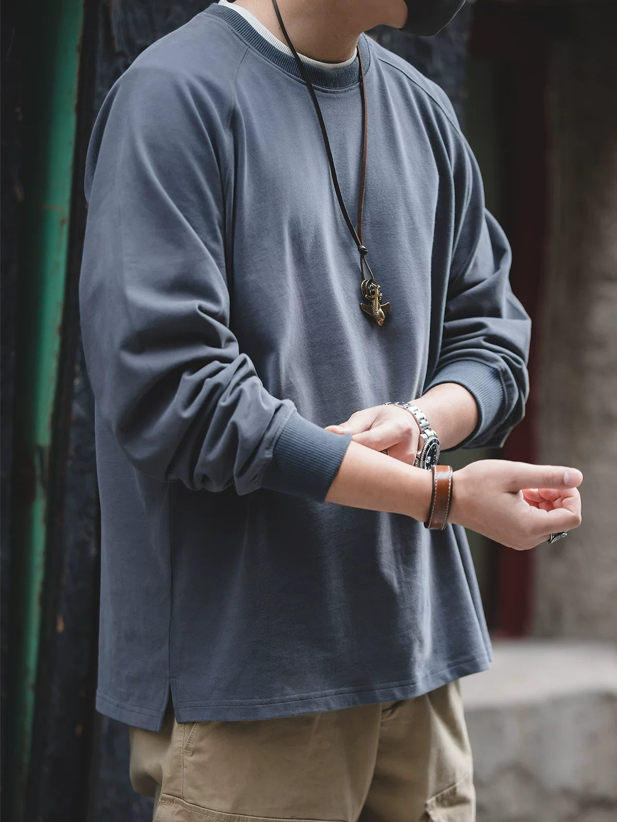 Madden loose cotton crew-neck long-sleeved shirt