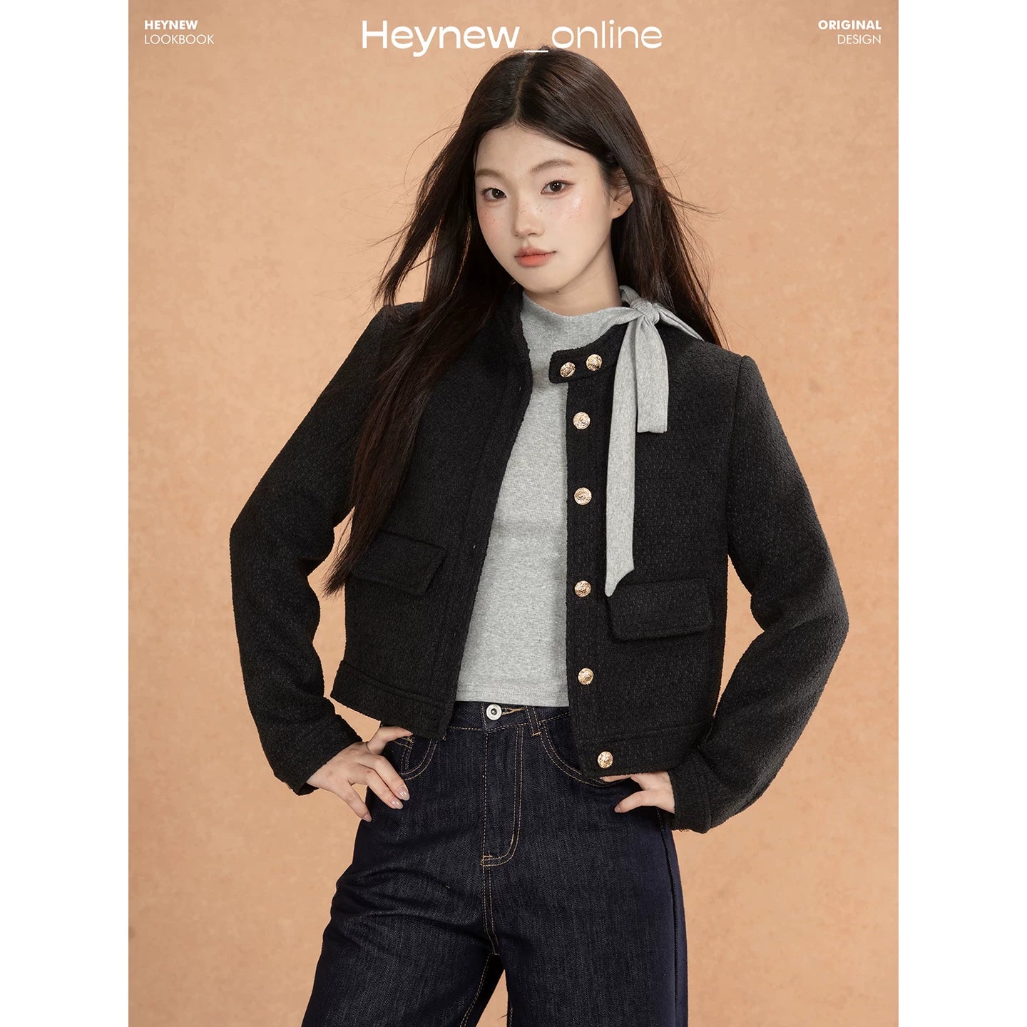 LOVEHEYNEW Stand-up Collar High-end Temperament Versatile Jacket