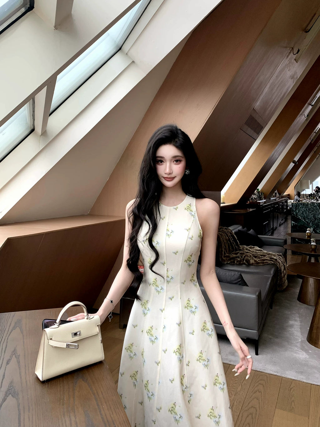 Barb Chill Waist Floral Skirt Temperament Dress