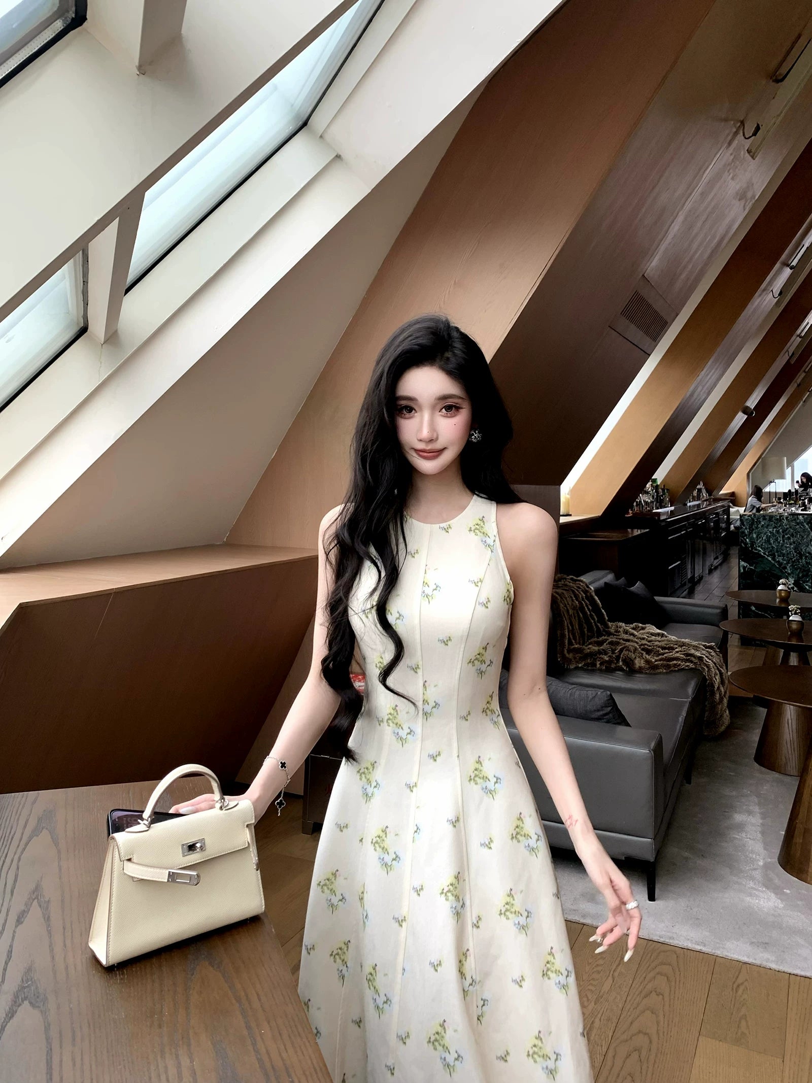 Barb Chill Waist Floral Skirt Temperament Dress