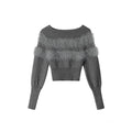 Nariele Mink Hair One-letter Neck Bottomed Knitted Sweater