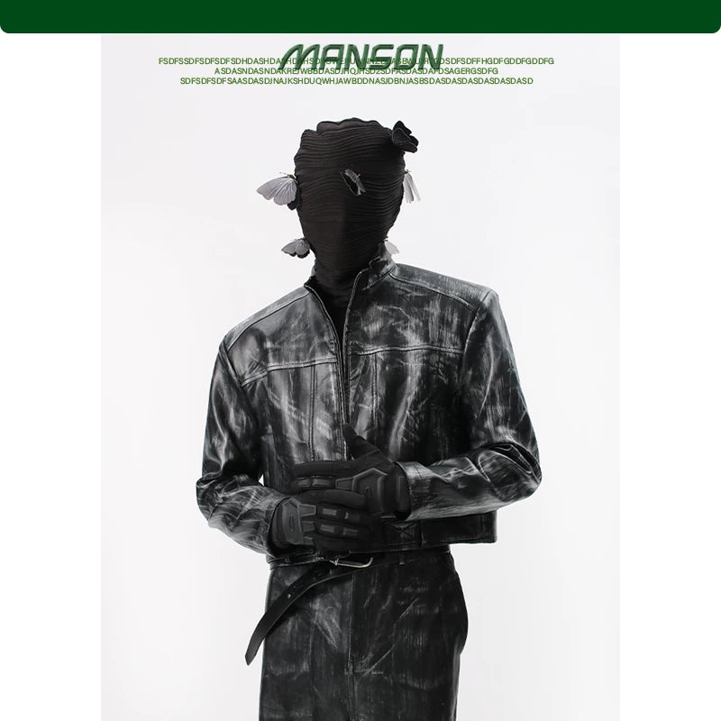 NUndeFineD Gradual Change Short Leather Jacket